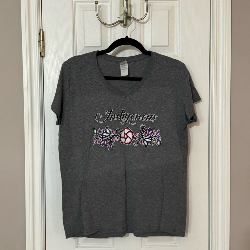 Size Large Gray Indigenous T-Shirt